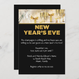 Elegant Black New Years Eve Party Invitation