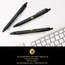 Elegant Black Notary Gold Monogram Promotional  Black Ink Pen