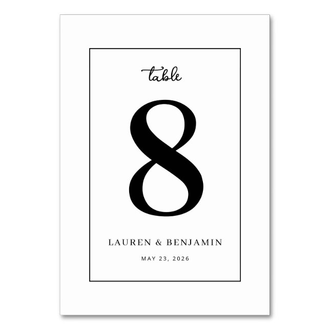 Elegant Black Number Table (Front)