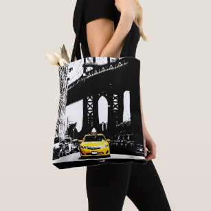 Elegant Black Nyc New York Yellow Taxi Brooklyn Tote Bag
