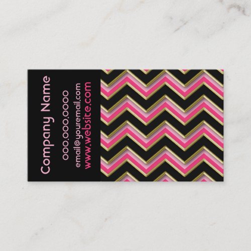 Elegant Black on Hot Pink  ZigZag  Business Card