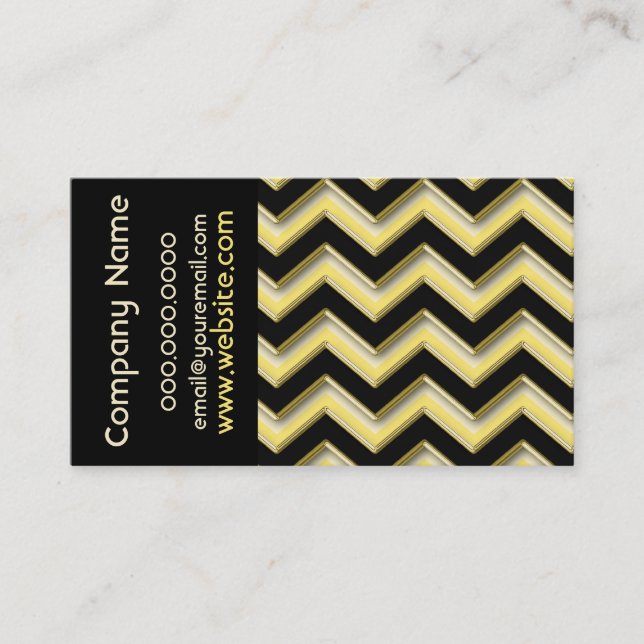 Elegant Black on Lemon Chiffon  ZigZag  Business Business Card (Front)
