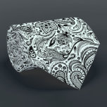 Elegant Black On Light Blue Floral Paisley Pattern Neck Tie<br><div class="desc">Elegant Black vintage floral damasks pattern over light blue changeable background color. Adjustable size of the print and background color.</div>