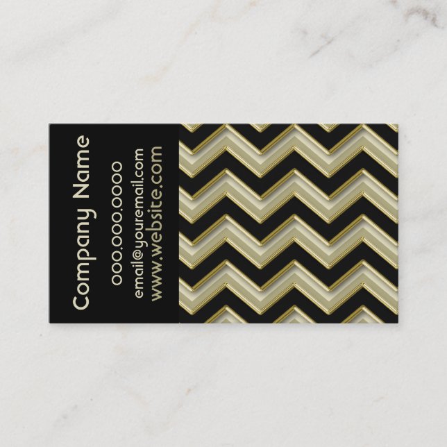 Elegant Black on Sage ZigZag  Business Card (Front)