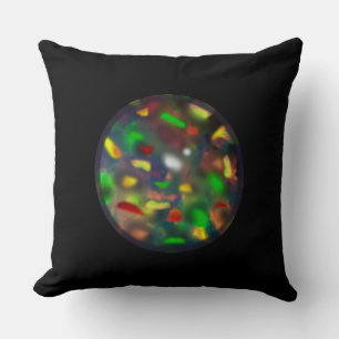 Elegant Black Opal Jewel on Black Throw Pillow