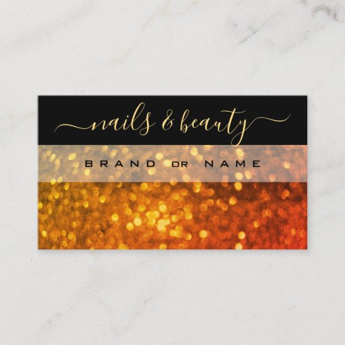 Elegant Black Orange Gold Sparkle Glitter Shimmery Business Card