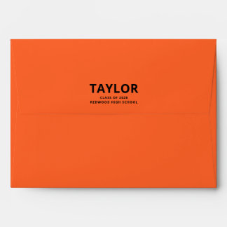 Elegant Black Orange Graduation Invitation Envelope