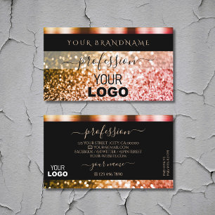 Elegant Black Orange Pink Sparkle Glitter Add Logo Business Card