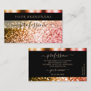 Elegant Black Orange Pink Sparkle Glitter Shimmery Business Card