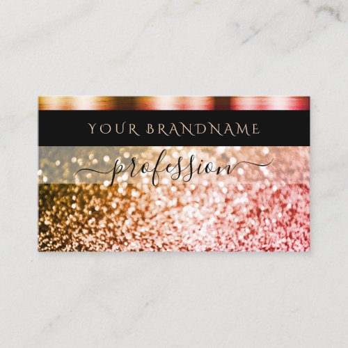 Elegant Black Orange Pink Sparkle Glitter Shimmery Business Card