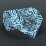 Elegant Black Paisley On Blue Background Neck Tie<br><div class="desc">The elegant black vintage floral paisley seamless pattern over a light-blue background color you can change.</div>