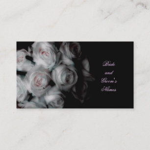 Elegant Black & Pale Pink Floral Newlywed Address Business Card