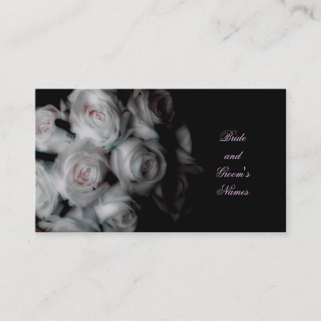 Elegant Black & Pale Pink Floral Newlywed Address  Business Card (Front)