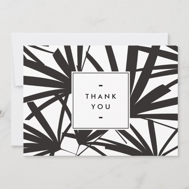 Elegant Black Palm Fronds Thank you Notecard II (Front)