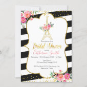 Elegant Black Paris Floral Romantic Bridal Shower Invitation (Front)