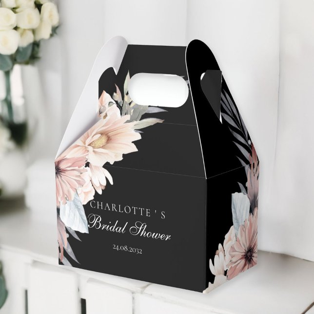 Elegant Black & Pastel Boho Bridal Shower  Favor Boxes (Elegant Black & Pastel Boho Bridal Shower Favor Boxes)