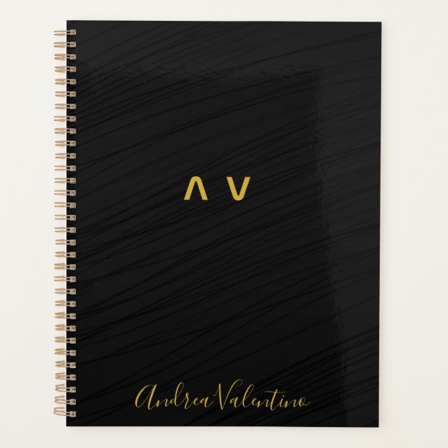 Elegant Black Pattern Daily Planner (Front)