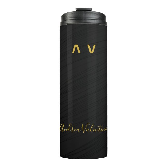 Elegant Black Pattern Premium Thermal Tumbler (Front)