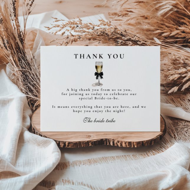 Elegant Black Pearl Champagne Bridal Shower Thank You Card (Creator Uploaded)