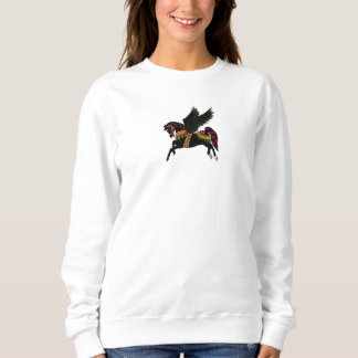 Elegant Black Pegasus Vintage Carousel Horse Sweatshirt