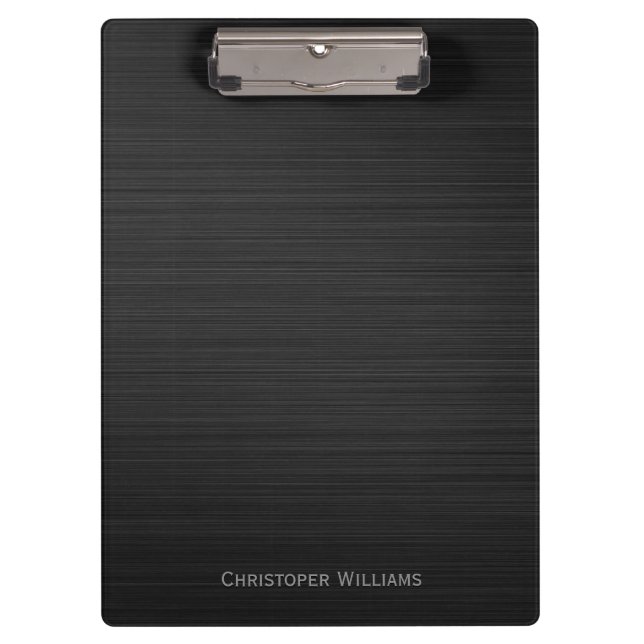 Elegant black perforated metal personalized clipboard (Front)