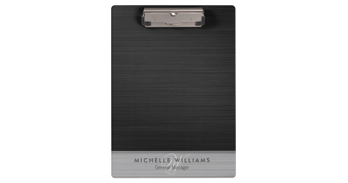 Elegant Black Perforated Metal Personalized Clipboard