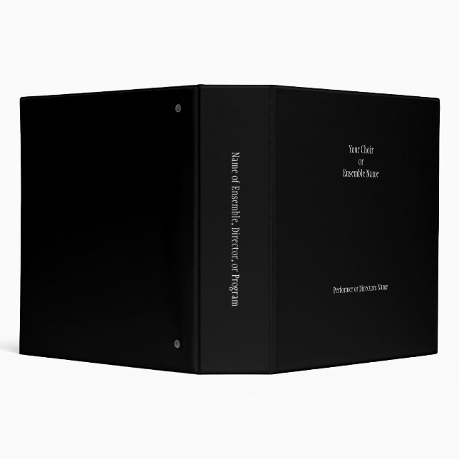 Elegant Black Personalised Choir or Ensemble 3 Ring Binder (Background)