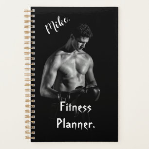 Elegant black personalize fitness planner for him