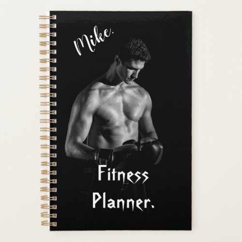 Elegant black personalize fitness planner for him