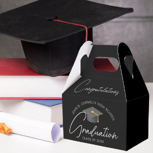 Elegant Black Personalized 2026 Graduation Party Favor Boxes
