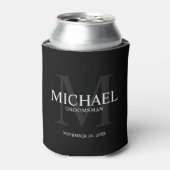 Elegant Black Personalized Groomsmen Can Cooler (Can Front)