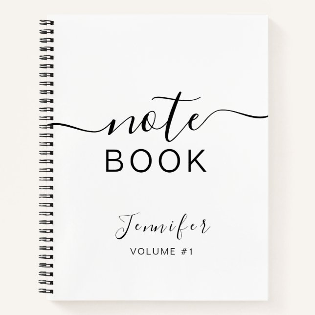 Elegant Black Personalized Journal Your Name (Front)