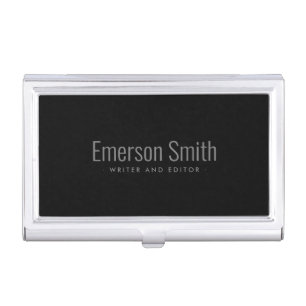 Elegant black personalized name business card case