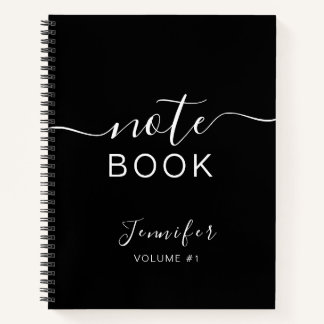 Elegant Black Personalized Notebook Your Name