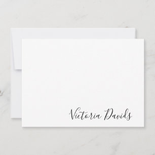 Elegant Black Personalized Signature Script Note Card