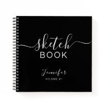Elegant Black Personalized Sketchbook Your Name Notebook Elegant Black Personalized Sketchbook Your Name Notebook