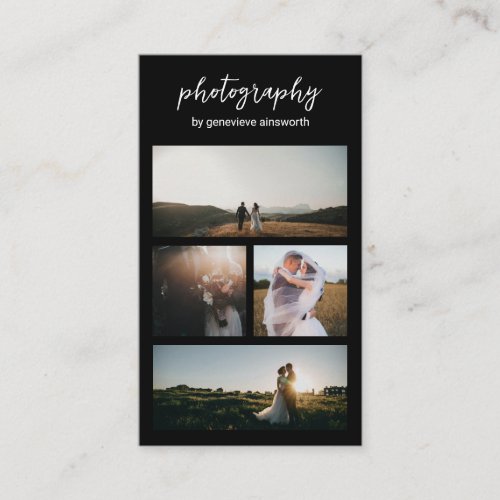 Elegant Black Photo Collage Modern Photography Business Card