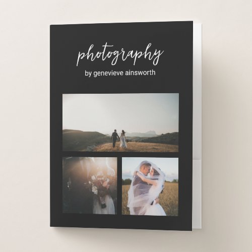 Elegant Black Photo Collage Modern Photography Pocket Folder