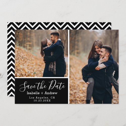 Elegant Black Photo Collage Save the Date