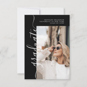 Elegant Black Photo Graduation Announcement 