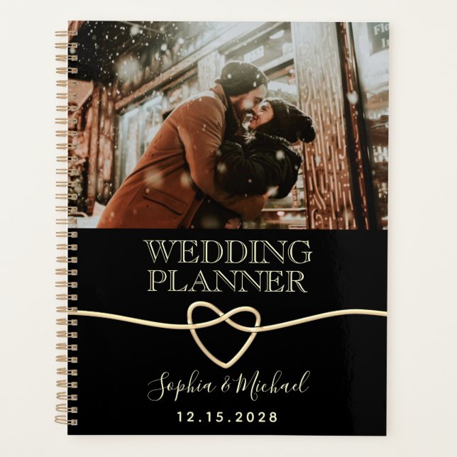 Elegant Black Photo Wedding Planner (Front)