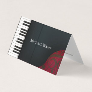 Elegant Black Piano Music Education & Performance Business Card
