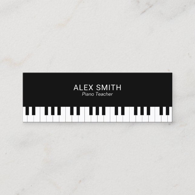 Elegant Black Piano Teacher Business Card (Front)