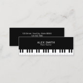 Elegant Black Piano Teacher Business Card (Front/Back)