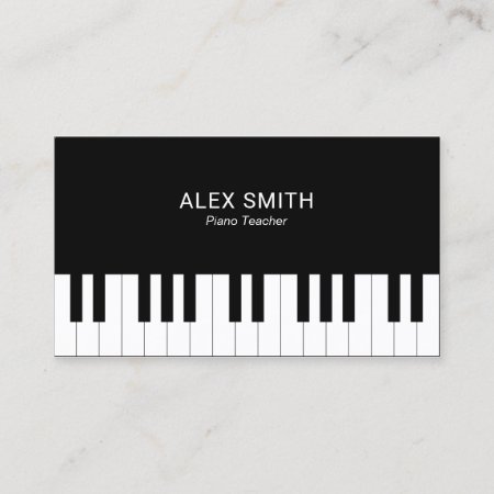 Elegant Black Piano Teacher Business Card