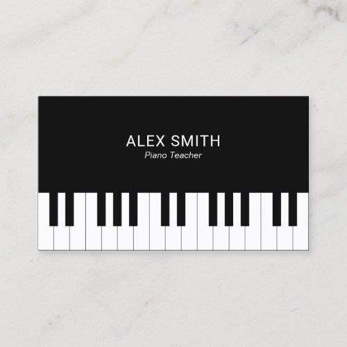 Elegant Black Piano Teacher Business Card