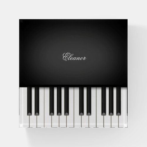 Elegant Black Piano with Custom Name or Messsage Paperweight