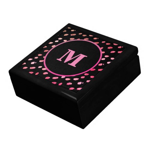 Elegant Black Pink and Gold Monogram Gift Box