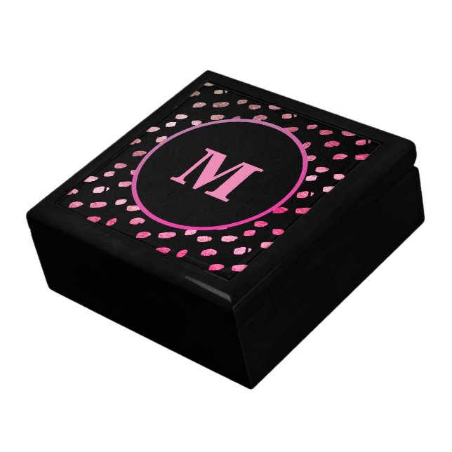 Elegant Black Pink and Gold Monogram Gift Box (Side)
