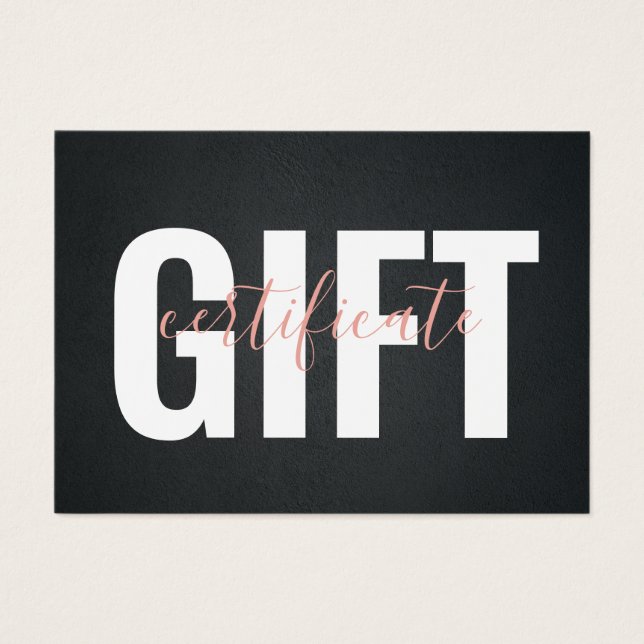 Elegant Black Pink Business Gift Certificate (Front)